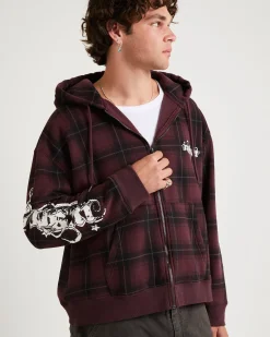 Yard Check Zip Through Hoodie