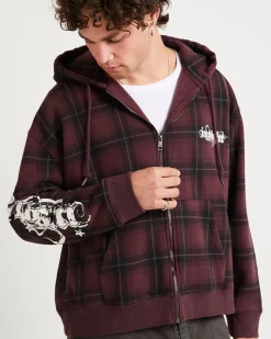 Yard Check Zip Through Hoodie