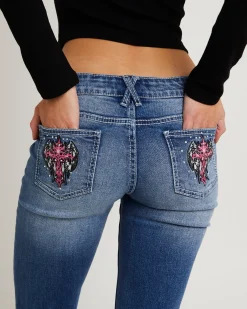 Y2K Low Flare Bedazzle Denim Jeans