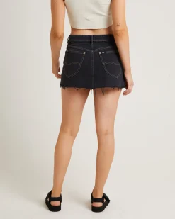 Y2K Low Mini Hollaback Denim Skirt in Black