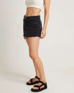 Y2K Low Mini Hollaback Denim Skirt in Black