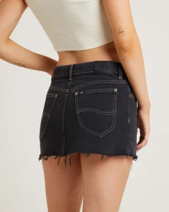 Y2K Low Mini Hollaback Denim Skirt in Black