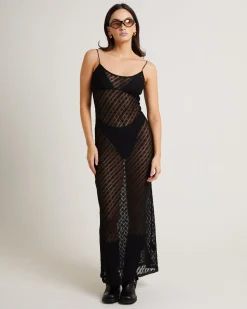 Zayla Daisy Lace Maxi Dress in Black