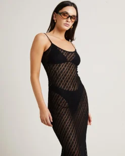 Zayla Daisy Lace Maxi Dress in Black