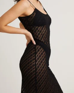 Zayla Daisy Lace Maxi Dress in Black