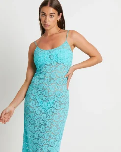 Zayla Lace Maxi Dress in Aqua Blue