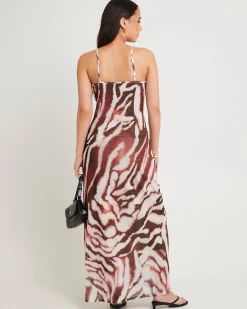 Zebra Mesh Maxi Dress