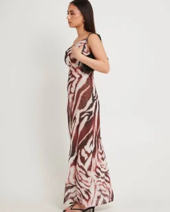 Zebra Mesh Maxi Dress