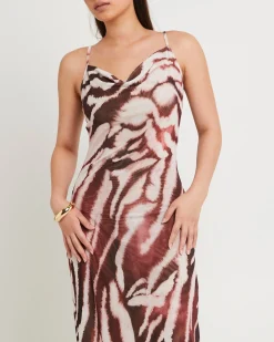 Zebra Mesh Maxi Dress