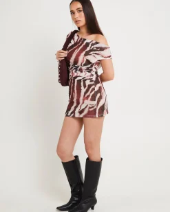 Zebra Mesh Mini Dress