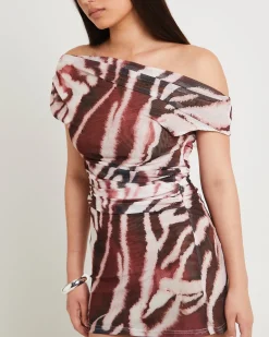 Zebra Mesh Mini Dress