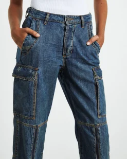 Zipped Cargo Motion Jeans Used Blue