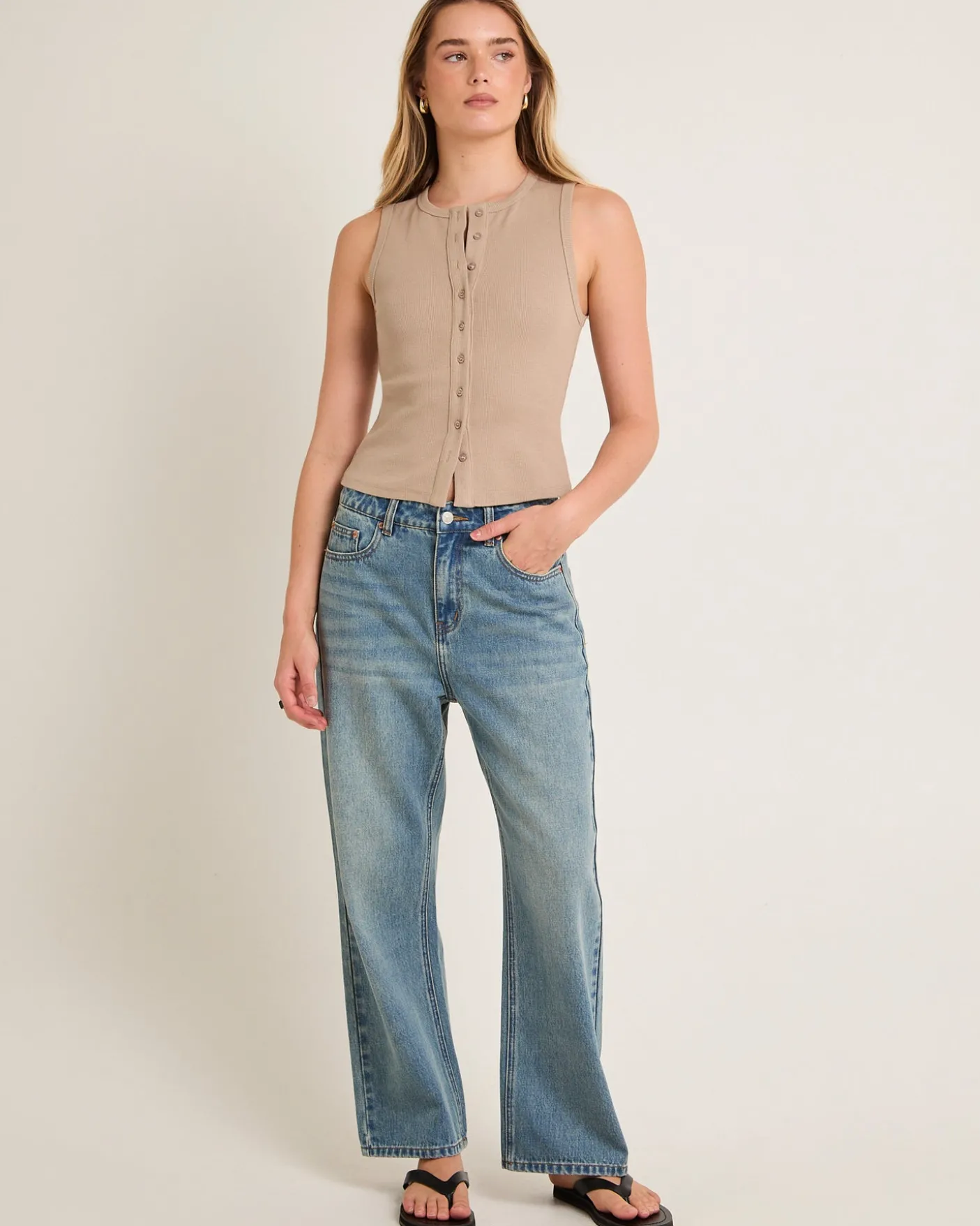 Zoe Button Front Tank Top