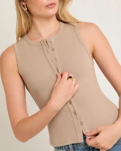 Zoe Button Front Tank Top