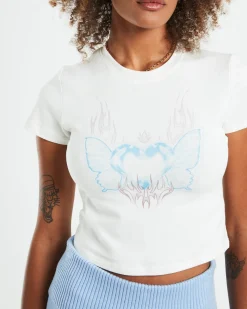 Zuri Chrome Heart Baby Tee White