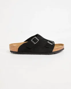 Zurich Regular Suede Leather Sandals in Black