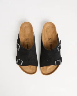 Zurich Regular Suede Leather Sandals in Black