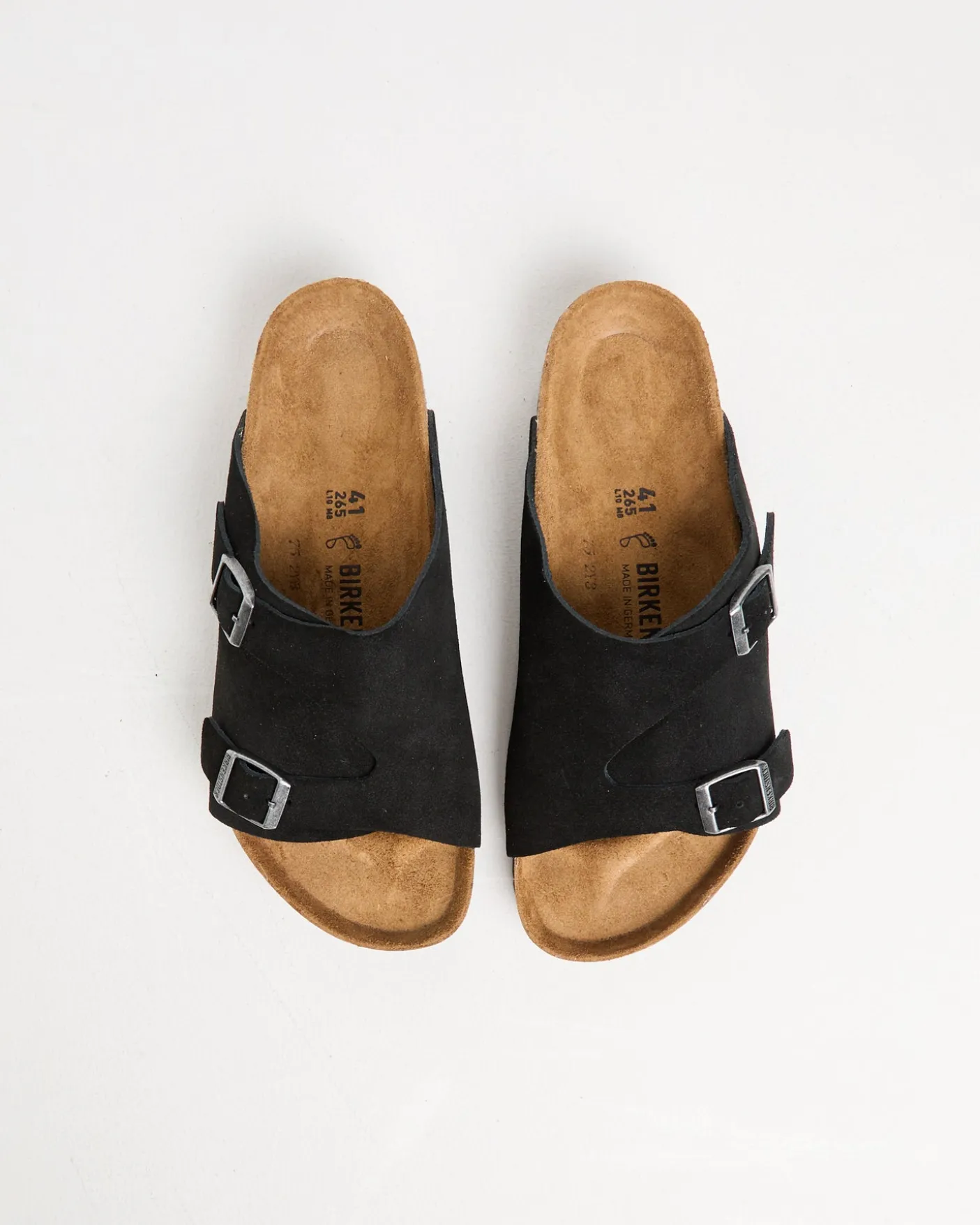 Zurich Regular Suede Leather Sandals in Black